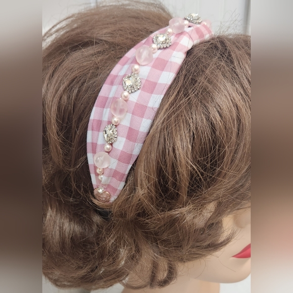 Pink and White Handbeaded Fashion Headband Barbie - Picture 1 of 5